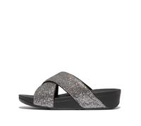 Fitflop Lulu Glitterball Cross Slides, Sandalia Mujer, Silver, 36 EU