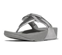 Fitflop Lulu Glitz-Bow - Sandalias de piel para mujer, Silvereen, 38 EU