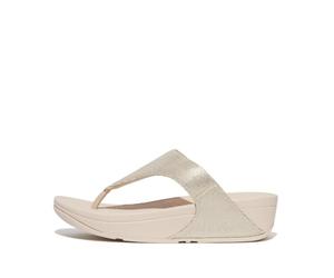 Fitflop Lulu Glitz-Canvas Toe-Post Sandals, Sandalia Mujer, Platino, 39 EU