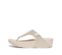 Fitflop Lulu Glitz-Canvas Toe-Post Sandals, Sandalia Mujer, Platino, 40 EU