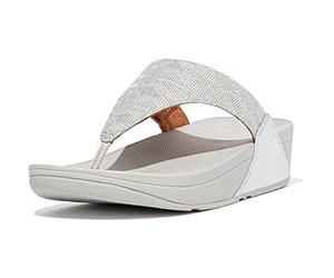 Fitflop Lulu Glitz Toe-post Sandals, Sandalias con cuña, Mujer, Plateado, 42 EU