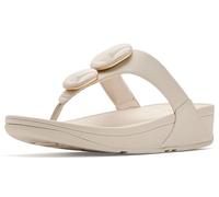 Fitflop Lulu Marbled-stone Toe Post Piel Beig. Piel Suave, Forro Que Minimiza Rozaduras, Entresuela Microwobbleboard Que Amortigua Y Suela De Goma Flexible. talla numeric_38