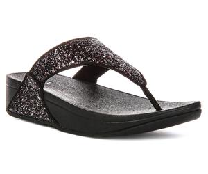 Fitflop Lulu Múltiple Tonal Purpurina sin Cordones Sandalias Mujer Negro Shiny