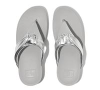 Fitflop Lulu Padded-Knot Metallic-Leather Toe-Post, Sandalias deslizantes Mujer, Plata, 40 EU