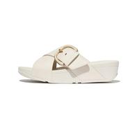 Fitflop Lulu Resin-Buckle Leather Cross Slides Paris Beige Talla 39