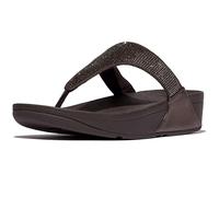 FitFlop LULU - Sandalias con puntera adornadas con cristales para mujer, Marrón chocolate metálico, 42 EU