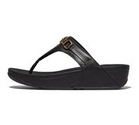 Fitflop LULU - Sandalias de piel con cadena cuadrada para mujer, color negro, talla 36, Black, 36 EU