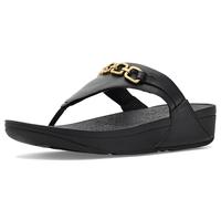 Fitflop LULU - Sandalias de piel con cadena cuadrada para mujer, color negro, talla 40, Black, 43 EU
