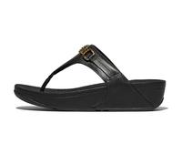 Fitflop LULU - Sandalias de piel con cadena cuadrada para mujer, color negro, talla 8, Black, 42 EU