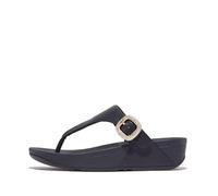 FitFlop Lulu Sandalias urbanas de cuero blanco con hebilla de cristal para mujer, Marina de medianoche, 6