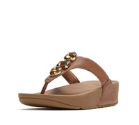 Fitflop Lulu Ultra Jewel Toe Post Camel: Chancla Piel Camel Con Pedrería, Plantilla Microwobbleboard Que Amortigua, Cuña 3,5 Cm Y Suela De Goma. talla numeric_40
