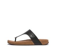 Fitflop Men's Iqushion Leather Toe-Post Sandals, Black, 44 EU