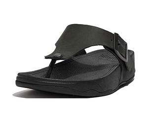 Fitflop Men's Trakk Ii Buckle Leather Toe-Post Sandals Flip-Flop, Black, 46 EU