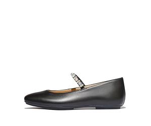 Fitflop Mujer Delicato Pearls-and-Crystal Leather Ballet Flats Bailarina, Negro, 41 EU, Negro, 41 EU
