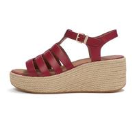 Fitflop PLATFFORMS ESPADR - Sandalias de cuña de cuero para mujer, color baya quemada, talla 5, Burnt Berry, 5 UK Narrow