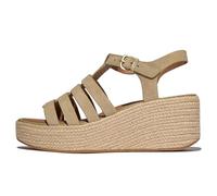Fitflop PLATFFORMS ESPADR. Sandalias de cuña de gamuza para pescador, capuchino, 3 UK, capuchino, 36 EU