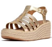 FitFlop Platfforms - Sandalias de cuña tipo alpargata de piel para mujer, Platino, 41 EU