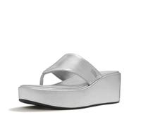 Fitflop Platfforms Wedge Toe-Post Sandals, Sandalia Mujer, Silver, 35.5 EU Estrecho