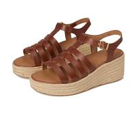 Fitflop Platfforms Espadr. Leather Fisherman Wedge Sandals, Sandalias con cuña Mujer, Bronceado Profundo, 39 EU