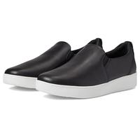 FitFlop Rally - Tenis de piel sin cordones para mujer, estilo deslizante, puntera redonda clásica y plantilla ergonómica, Negro -, 36.5 EU