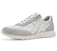 FitFlop Retro-Q FF - Tenis de gamuza y tela metálica, Plata/Blanco Urbano, 5