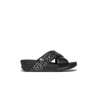 FitFlop Sandalia de mujer con brillos y de tiras cruzadas. Negro 36/3