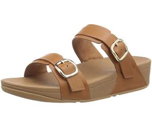Fitflop Sandalias de Cuero Ajustables Lulu, deslizantes Mujer, Beige, 40 EU