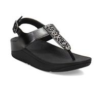 FitFlop Sandalias de cuña con correa en T Fino Crystal-Mix para mujer, Todo negro, 39 EU