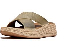 FitFlop Sandalias de mujer F-Mode Alpargata de cuero Flatform Cross Slides IV5 EUR 37