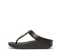 Fitflop Sandalias Fino de Piel con Cadena de Cristal, Mujer, Black, 43 EU