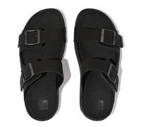 Fitflop Men's Gogh Moc Buckle Leather Slides Sandal, Black, 45 EU