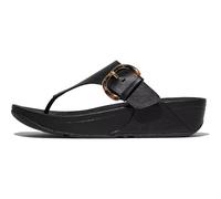 Fitflop Lulu Resin-Buckle Leather Toe-Post Sandals, Sandalia Mujer, Black, 42 EU