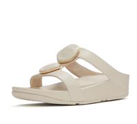 FitFlop Sandalias Fino con barra en H de piedra de mármol para mujer con entresuela acolchada de microwobbleboard, piel sintética, informales, antideslizantes, Beige París, 8