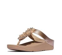 Fitflop Fino Bauble-Bead Toe-Post Sandals, Sandalia Mujer, Beige clásico metálico, 42 EU Ancho