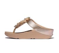FitFlop Sandalias Fino con cuentas de bola para mujer, Beige clásico metálico, 6 UK Wide