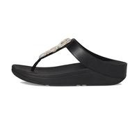 Fitflop Sandalias Fino de Piel con Cadena de Cristal, Mujer, Black, 36 EU