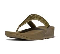 Fitflop Lulu Crystal Embellished Toe-Post Sandals, Sandalia Mujer, Metallic Camo Green, 43 EU