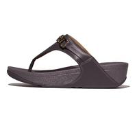Fitflop Sandalias Lulu de cuero con cadena cuadrada para mujer, morado, 43 EU