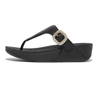 Fitflop Sandalias Lulu de piel con hebilla de cristal para mujer, Black, 38 EU