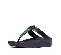 Fitflop Sandalias metálicas con detalle de cristal fino para mujer, Azul marino iridiscente, 39 EU