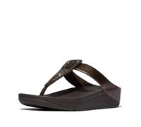 Fitflop Sandalias metálicas con detalle de cristal fino para mujer, Marrón chocolate metálico, 42 EU