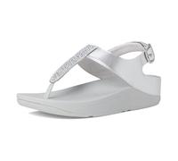 FitFlop Sandalias de cuña con correa en T Fino Crystal-Mix para mujer, plateado, 41 EU