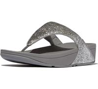 Fitflop Lulu Crinkled-Shimmer Toe-Post Sandals, Sandalia Mujer, Silvereen, 36 EU