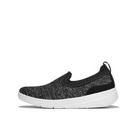 Fitflop Super-Q Knit Slip-ONS - Tenis para Mujer, Negro/Plateado, Talla 8, Negro Plateado, 42 EU
