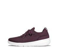 Fitflop Super-Q - Tenis de Punto con Cordones para Mujer, con Ribete de Cristal, Color plomería, Talla 8 de Reino Unido, Morado, 42 EU