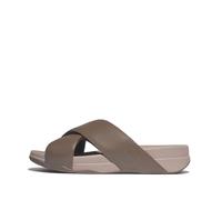 Fitflop Surfer Mens Tumbled-Leather Cross Slides, Sandalias deslizantes Hombre, Nogal, 44.5 EU Ancho
