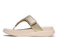 Fitflop F-Mode Go Adjustable Flatform Toe-Post Sandals, Sandalia Mujer, Platino, 36 EU