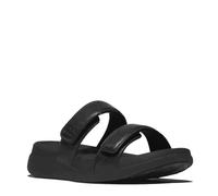 Fitflop Women's F-Mode Go Adjustable Flatform Two-bar Slides Sandal, Black, 39 EU
