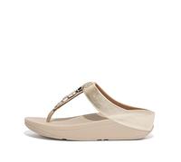 Fitflop Women's Fino Stone Trim Toe-Post Sandals, Platino, 43 EU