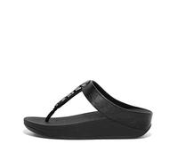 Fitflop Women's Fino Stone Trim Toe-Post Sandals, Todo negro., 41 EU